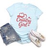 Country Girl Hat Puff Print  - Womens Short Sleeve Graphic T-Shirt - 3 of 4