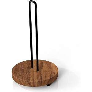 Enlea Modern Farmhouse Paper Towel Holders for Kitchen, Vintage Wire and Wood Countertop Paper Towel Holder - 1 of 4
