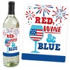 Big Dot of Happiness Firecracker 4th of July - Red, White and Royal Blue Party Decorations for Women and Men - Wine Bottle Label Stickers - Set of 4 - 2 of 4