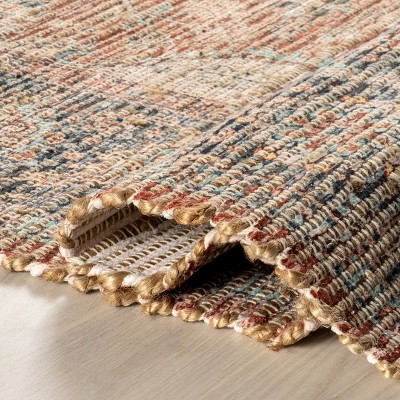 Multicolor Square Synthetic Medallion Area Rug with Tassels