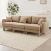 3‑Seater Boucle Sofa Couch with 3 Pillows, Upholstered Sofa with Wooden Frame, Minimalist Polyester Fabric Living Room Sofa-Koiai - 2 of 4