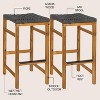 JONATHAN Y Armand Modern Coastal Backless Acacia Wood Outdoor Bar Stool with Woven Rope Sea (Set of 2) - 3 of 4