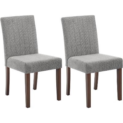 Dining Chairs Set - Upholstered Fabric Kitchen Chairs with Wood Legs & Padded Seats - Living Room Kitchen Furniture