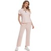 Womens Elegant Casual Sets Knitted Sweatsuit Sets 2 Piece Outfits with Sweater Short Sleeve Tops and Wide Leg Sweatpants - 3 of 4