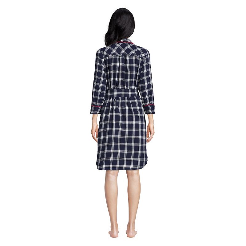 Lands' End Women's Plus Size 3/4 Sleeve Flannel Sleepshirt Nightgown, 2 of 6