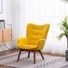 Vynxaria Blue Velvet Modern Accent Chairs with High Back, Armrests, Wooden Legs, and Ottoman, ideal for Indoor Spaces - 3 of 4
