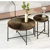 Radial Pattern 2-Piece Coffee and End Table Set ¨C MDF with PVC Cover, Distressed Cylindrical Design, Metal Legs - 4 of 4