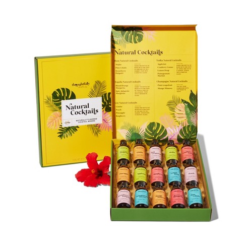 Thoughtfully Cocktails, Natural Cocktail Mixer Gift Set, 15 Flavors Include Mojito, Pina Colada, Peach and More, Set of 15 (Contains NO Alcohol) - image 1 of 4