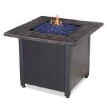 Endless Summer 30 Inch Square 30,000 BTU LP Gas Outdoor Fire Pit Table with Handcrafted Mantel, Fire Rocks, and Protective Cover, Black