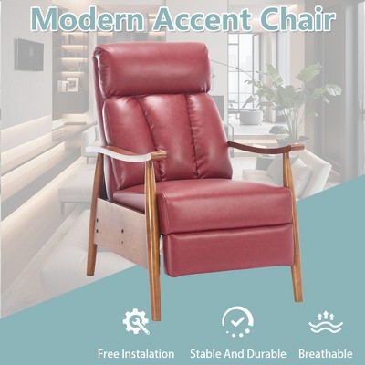 MOONMISS PU Fabric Modern Accent Chair Lounge Chair£¬Adjustable back,Wine Red