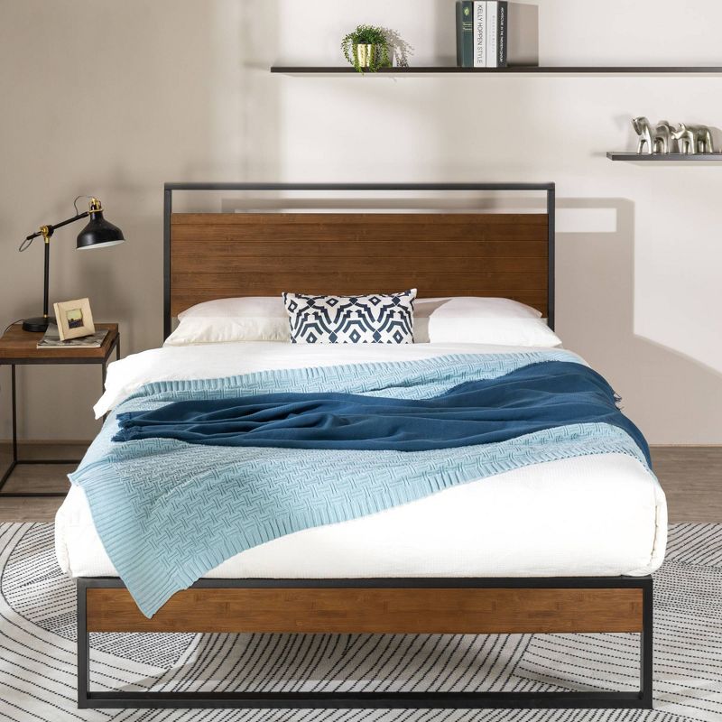 Suzanne Bamboo and Metal Platform Bed Frame with Headboard - Zinus, 6 of 8