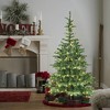Whisen 5FT Pre-Lit Artificial Christmas Tree with Warm White LED Lights, Rustic Wooden Base, Layered Realistic Design - Green - 2 of 4