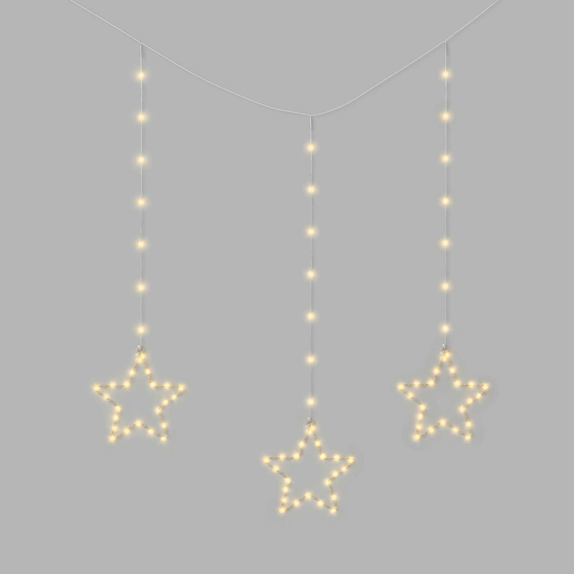 3ct Christmas Battery Operated LED Hanging Metal Icicle Star Lights - Wondershop™