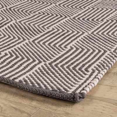 Checkerboard Chic Gray Stripe Synthetic 5' x 8' Area Rug