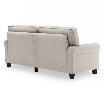 Copenhagen Light Gray 78" Microfiber Sofa with Rounded Arms and Removable Cushions