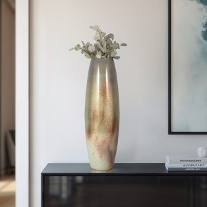 Decorative Floor Vase Boho Glam Design Glass and Iron Tall Modern Accent for Home Office Living Room Bedroom Shelf Display - 1 of 4