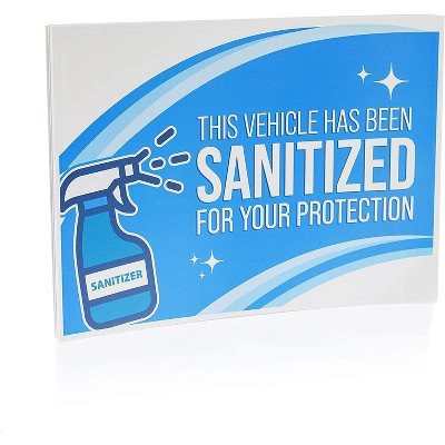 Stockroom Plus 10 Pack Vinyl Sticker, This Vehicle Has Been Sanitized Sign, Rideshare Accessories, 7.25 x 5.25 in