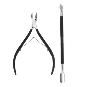 Unique Bargains 1 Set Stainless Steel Easy Grip Toe Nail Clippers for Thick Nail Nipper Pedicure Tool Nail Art Clipper Feet Care Tool Black - 1 of 4