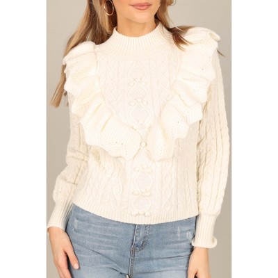 Petal and Pup Womens Annette Frilled Knit Sweater