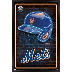 Trends International MLB New York Mets - Neon Helmet 23 Framed Wall Poster Prints - 1 of 4
