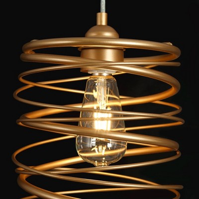 Gold Wire Cage Mini Pendant Light with LED Bulb