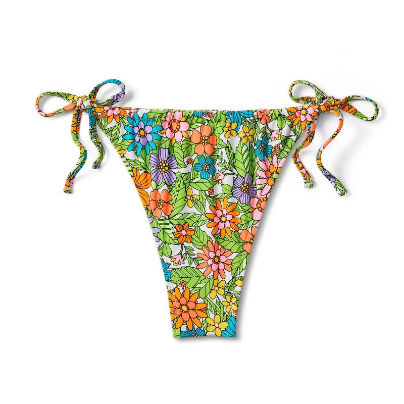 Women's Side-Tie Adjustable Coverage Ultra High Leg Bikini Bottom - Wild Fable™ Floral Print, 5 of 12
