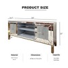 LIVAREEmlen TV Stand for 65+ inch TV, Sliver TV Console Table with Open Storage and 2 Storage Cabinets, Diamond Shape Mirror Doors for Living Room - 2 of 4