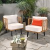 Christopher Knight Home Nic Outdoor Wicker and Acacia Wood Club Chair with Cushions - 2 of 4