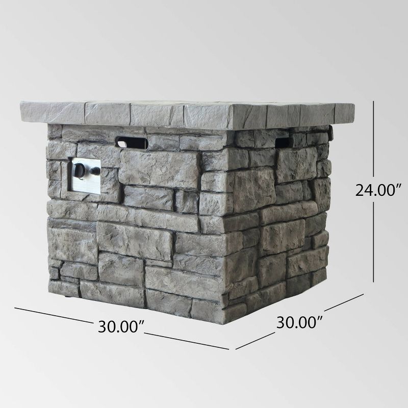 Angeles Outdoor Square Fire Pit - Gray - Christopher Knight Home, 4 of 8