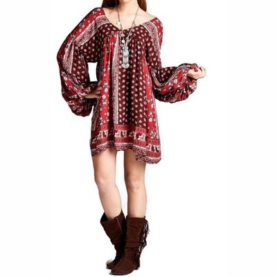 Women's Patch Print Baby Doll Dress - Velzera