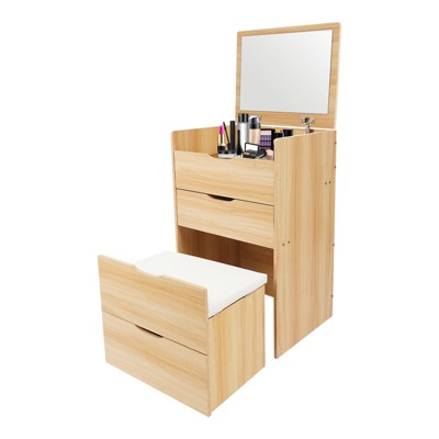 YIYIBYUS Vanity Desk with Makeup Stool, Makeup Vanity Table, Pink