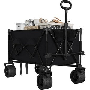 Heavy Duty Folding Wagon Cart, 350LB Capacity 10 Cu Ft All-Terrain Wheels for Beach Grocery Shopping Camping Garden, Collapsible Utility Cart,Black - 1 of 4