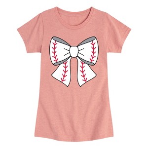 Girls' - Instant Message - Baseball Bow Fitted Short Sleeve Graphic T-Shirt - 1 of 4