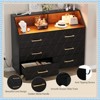 Jojoka Modern 6 Drawer Dresser with LED Lights & Charging Station, White Wood Storage Cabinet for Bedroom, Closet, Entryway - 2 of 4