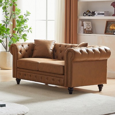 SKRAN Chesterfield Sofa with Rolled Arms 3 Seater with Button Design and for Apartment,Living Room