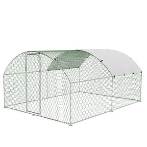 Large Metal Chicken Coop with Waterproof & UV-Resistant Cover – Walk-In Poultry Cage with Lockable Door, Dome Roof, 9.8×13.1×6.6 ft - 1 of 4