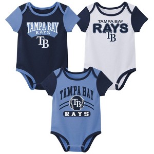MLB Tampa Bay Rays Infant Boys' 3pk White Bodysuit - 1 of 4