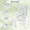 Costway 35.5" Makeup Table Set Vanity Desk with Mirror and Lights 2 Open Shelves Glass Top - 3 of 4