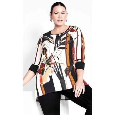 AVENUE | Women's Plus Size Alex Print Tunic - spice - 26W/28W