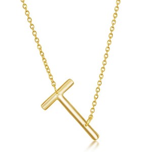 Bella Silver Sterling Silver Sideways Initial 18" Pendant Necklace - Available Colors: Silver, Gold - 1 of 2