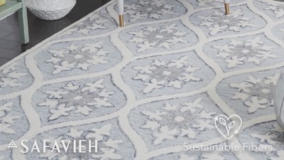 Gray and Ivory Floral Hand-Tufted Wool Runner Rug