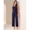 INSPIRE CHIC Women's Casual Sleeveless Shawl Collar Office Belted Cropped Jumpsuit - 3 of 4