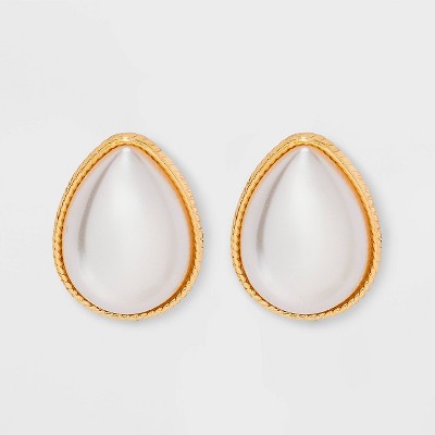 Open Hoop Earrings - A New Day™ Pearl/Gold: Nickel-Free Metal, Post Closure, Drop Style