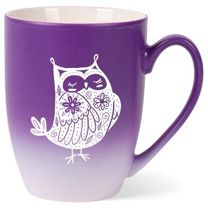 Elanze Designs 12 Ounce Two Toned Ombre Ceramic Tea Coffee Cup Mug Purple White Garden of Flowers Owl - 1 of 4