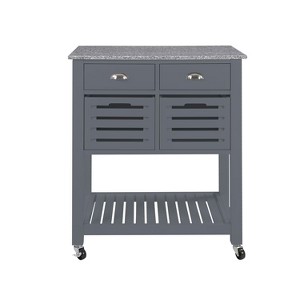 MaseiKar Mobile Rolling Kitchen Island Trolley Serving Cart with Underneath Drawer & Slide-Out Wire Storage Basket - 1 of 4
