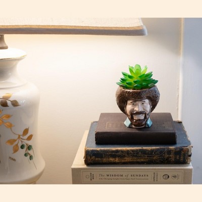 Ceramic Cube Planter with Plastic Succulent for Christmas Decor