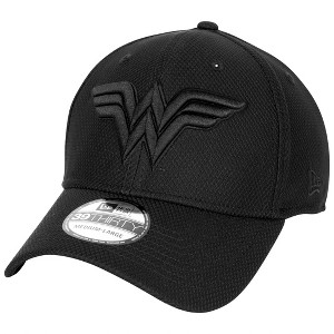 Adult Wonder Woman Logo Black on Black Colorway New Era 39Thirty Fitted Hat - 1 of 4