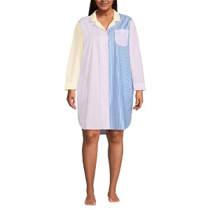 Lands' End Women's Cotton Poplin Long Sleeve Sleepshirt Nightgown - 1 of 4