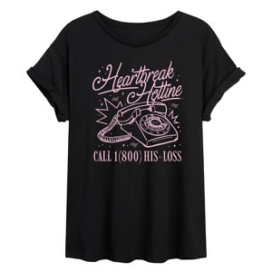 トップス Heart studs & message puff sheer t-shirt Women's - Instant Message - Heartbreak Hotline Oversized Graphic T