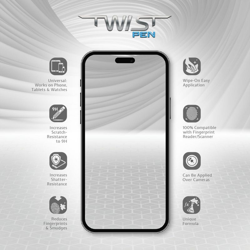ProofTech TWIST PEN Liquid Glass Screen Protector Brush On Nano Protection for All Devices, 5 of 7
